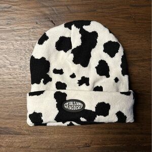 Cow Print Petals and Peacock Beanie